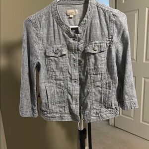 LOFT Linen/Cotton Jacket Cropped Lightweight